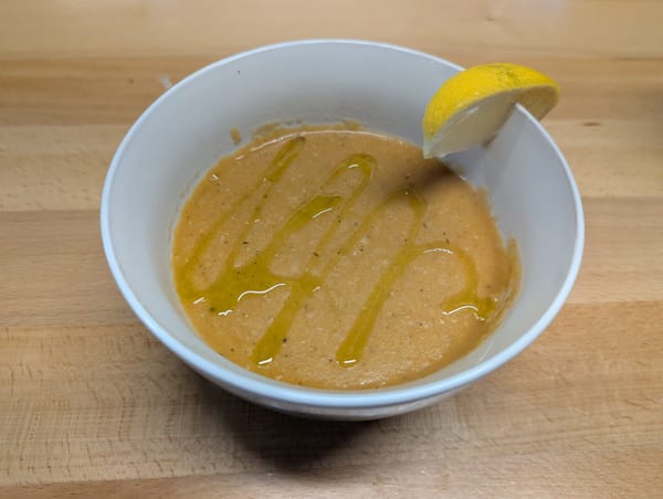 Turkish red lentil soup with lemon